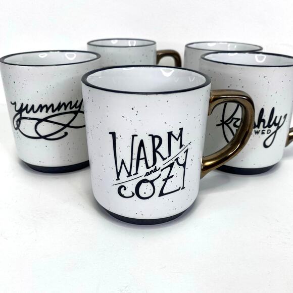 THRESHOLD Target Retro Stoneware Coffee Mugs Set of 5 Farmhouse Fresh Brew 12oz - Picture 8 of 11